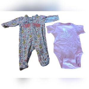 BOGO: Little Sister Floral Footie Pajamas & Body Suit